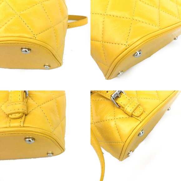 AUTHENTIC Chanel yellow crinkle leather and PVC Mini Backpack - Picture 14 of 14